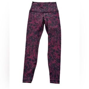 Lululemon Wunder Under Textured Floral Legging Red Black 8
